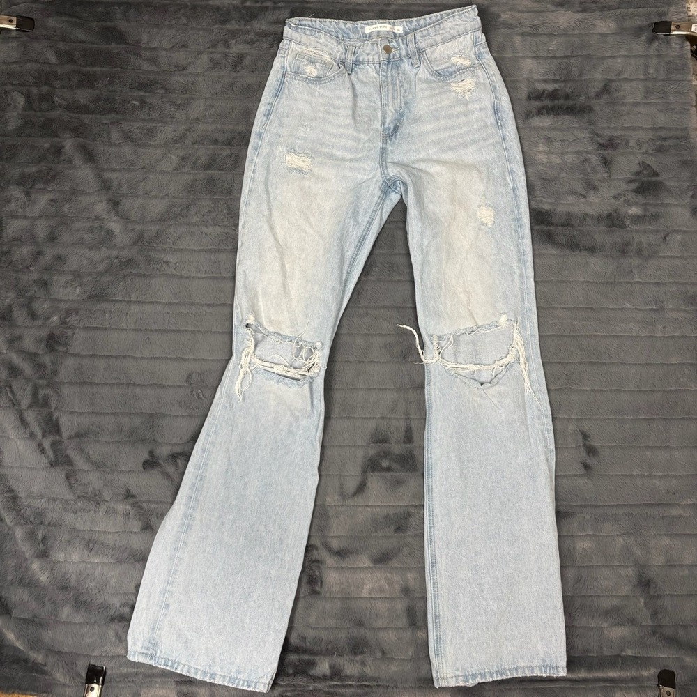 Altar'd State High Rise Wide Leg Distressed Light Wash Jeans T5346 Size 26